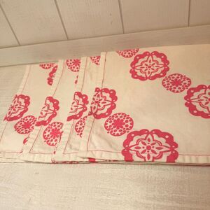 Anthropologie Free People UA Dinner Napkins Cream with Coral  Florals ~ Set of 4